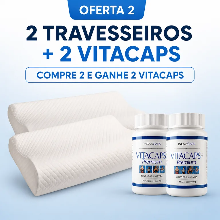 Oferta 2: 2 travesseiros ortopédicos + 2 Vitacaps de brinde