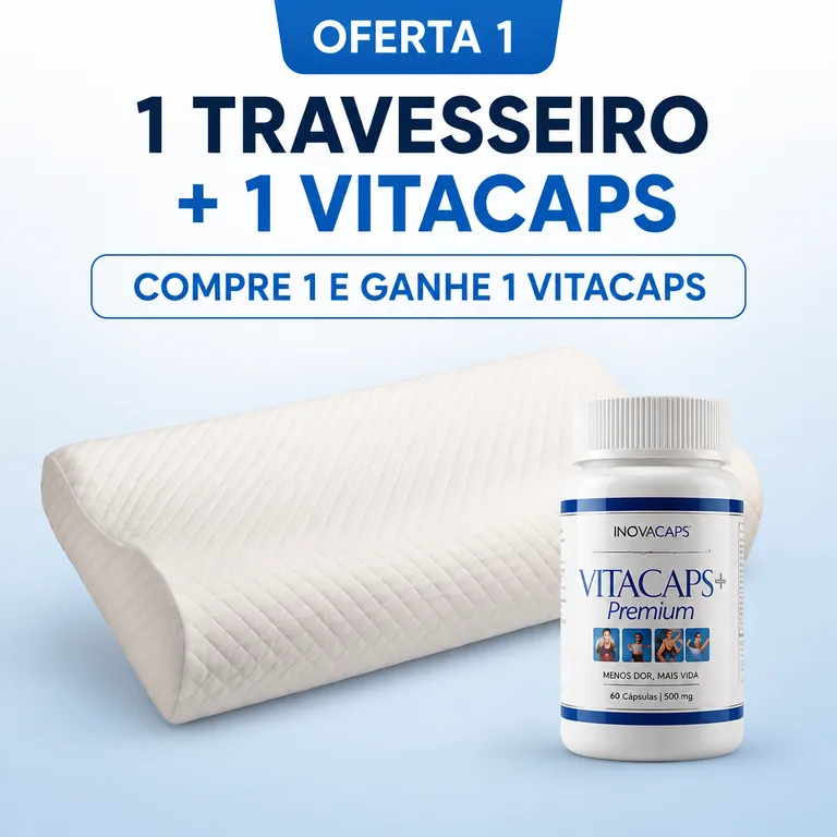 Oferta 1: 1 travesseiro ortopédico + 1 Vitacaps de brinde